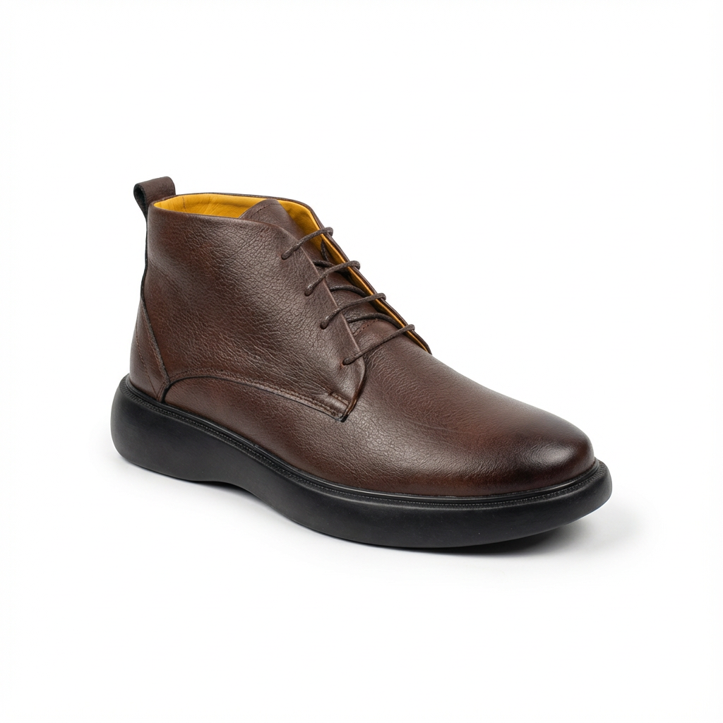 Bottines Courtes en Cuir Premium – Marron
