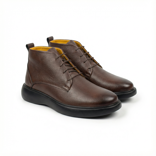 Bottines Courtes en Cuir Premium – Marron