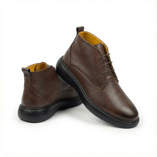 Bottines Courtes en Cuir Premium – Marron